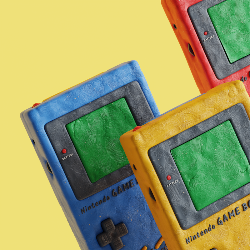 Nintendo-inspired object as a 3D clay render – Clay