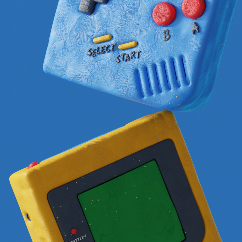 Nintendo-inspired object as a 3D clay render – Clay