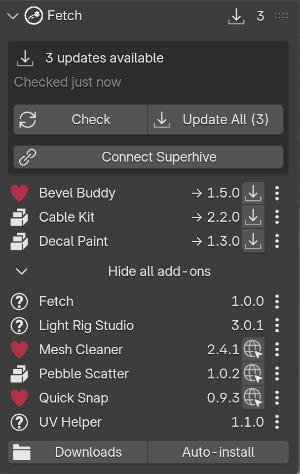 Fetch listing every installed add-on with its version