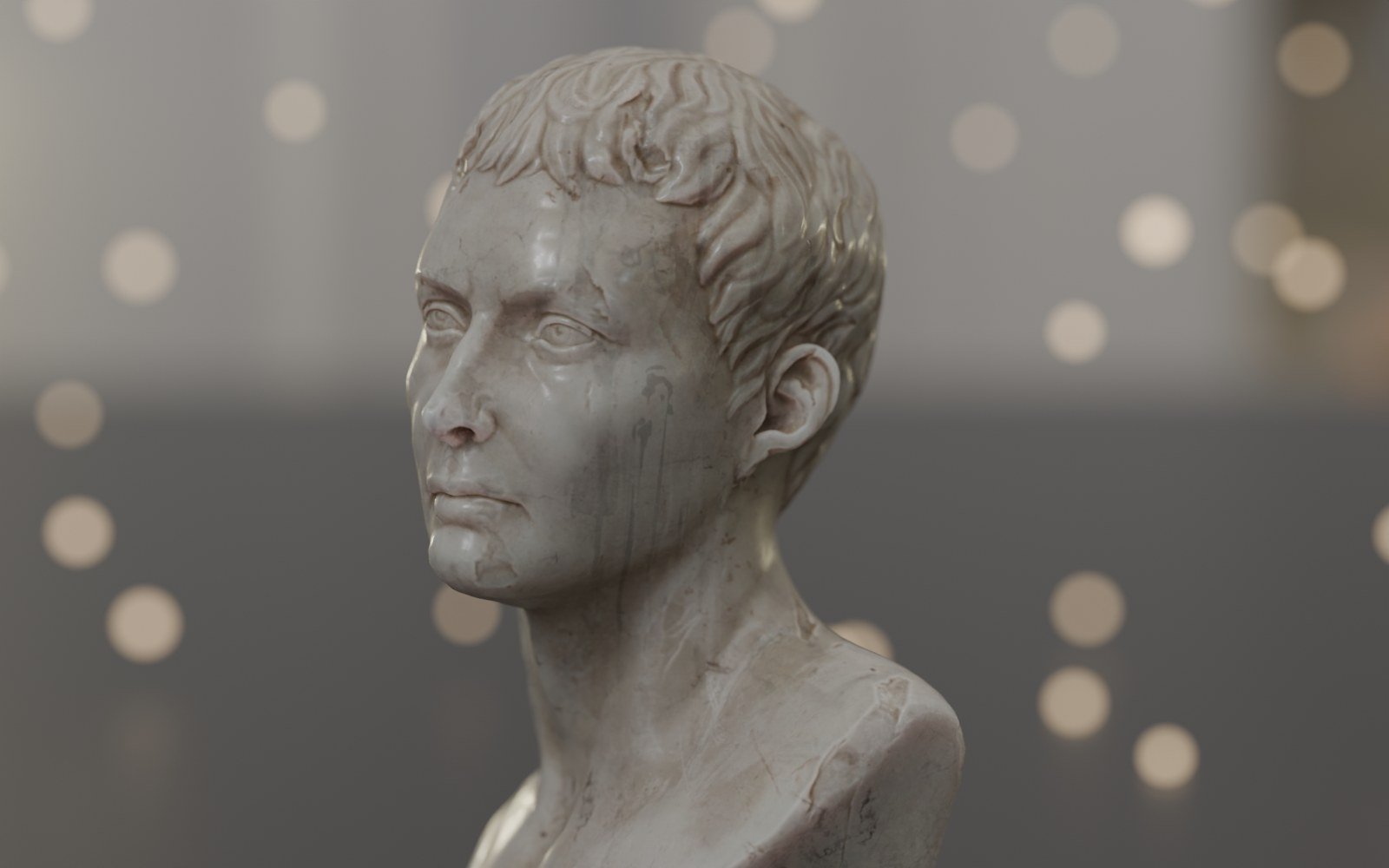 Marble bust rendered through a standard Blender camera