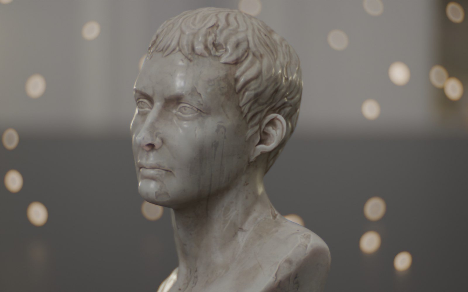 Marble bust rendered through the Oris Double Gauss 50mm f/2 lens