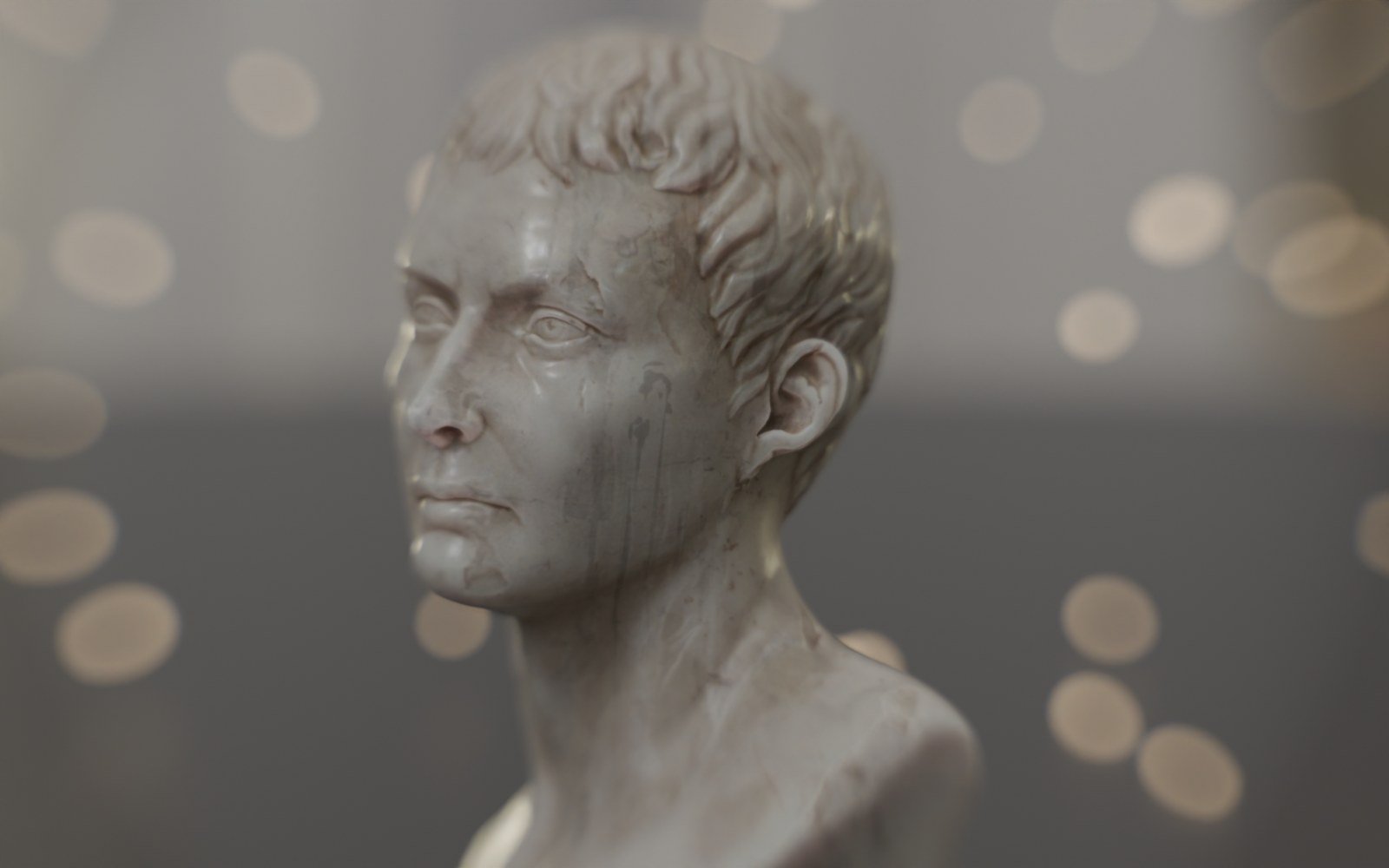 Marble bust rendered through the Oris Helios-style 58mm f/2 lens