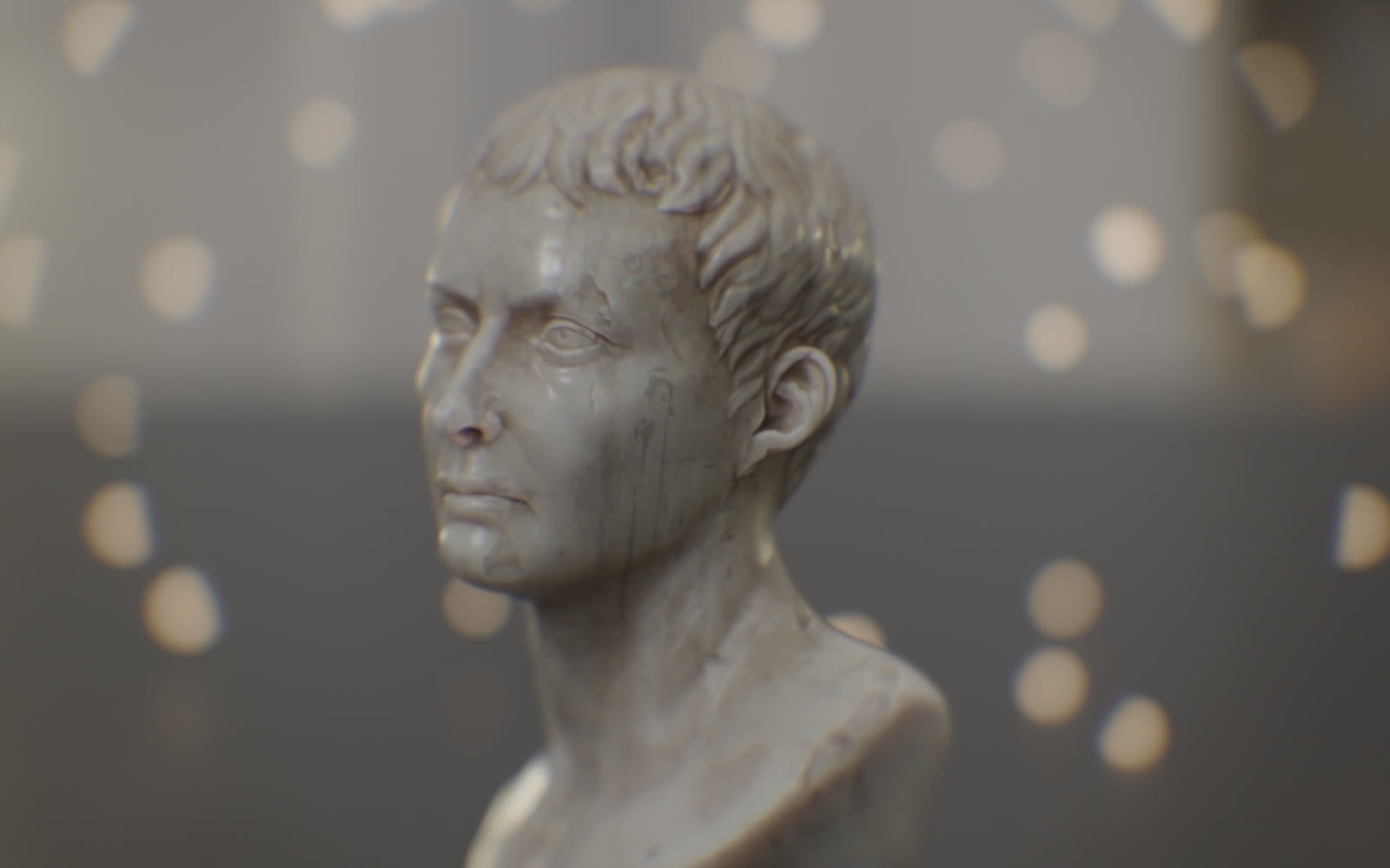 Marble bust rendered through the Oris Petzval 85mm f/2.2 lens