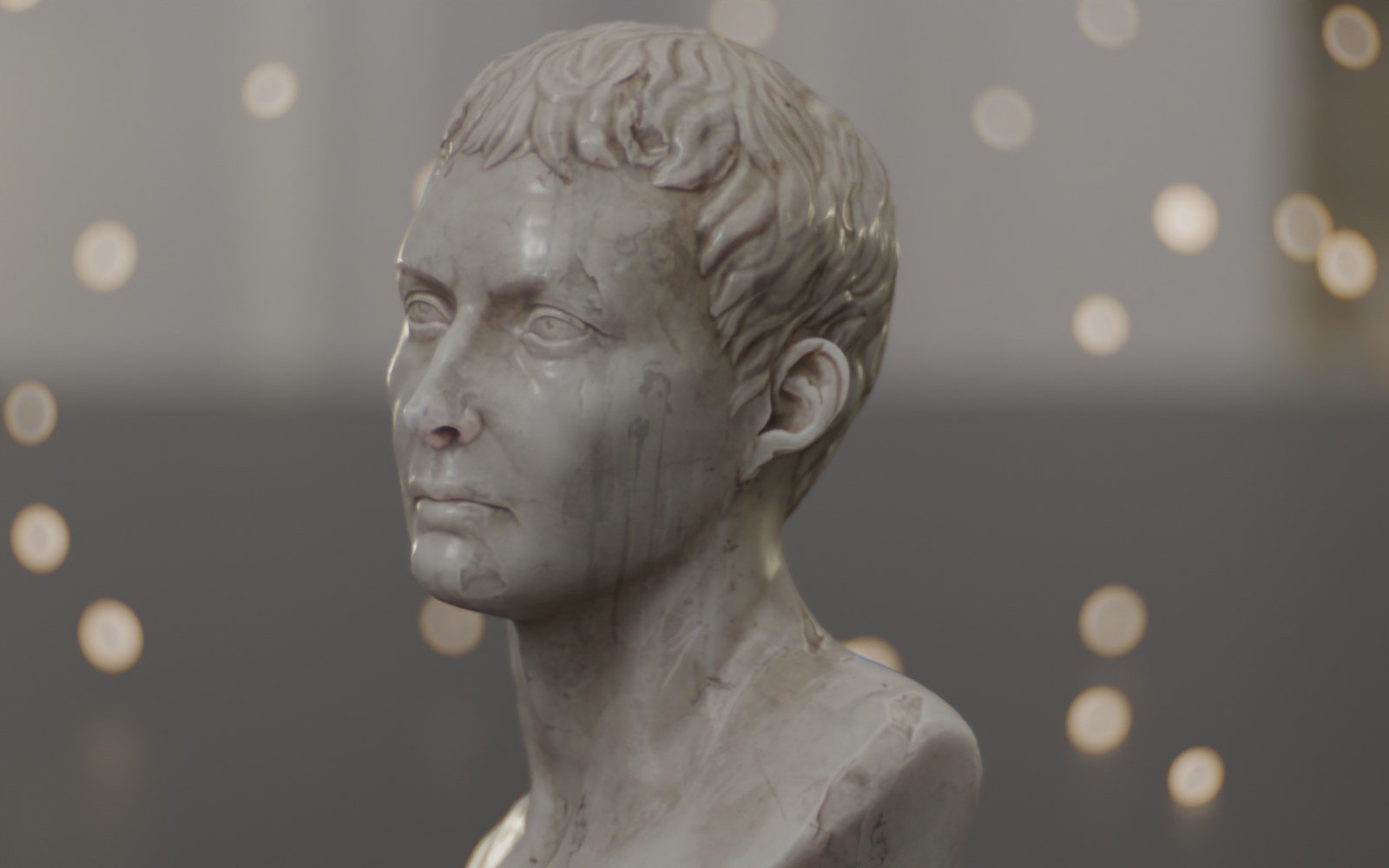 Marble bust rendered through the Oris Portrait 85mm f/1.8 lens