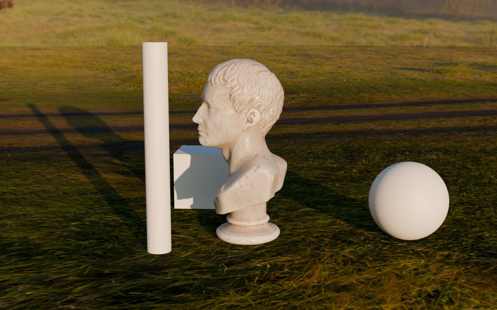 The same scene with the sun rebuilt by Sol and long sun shadows